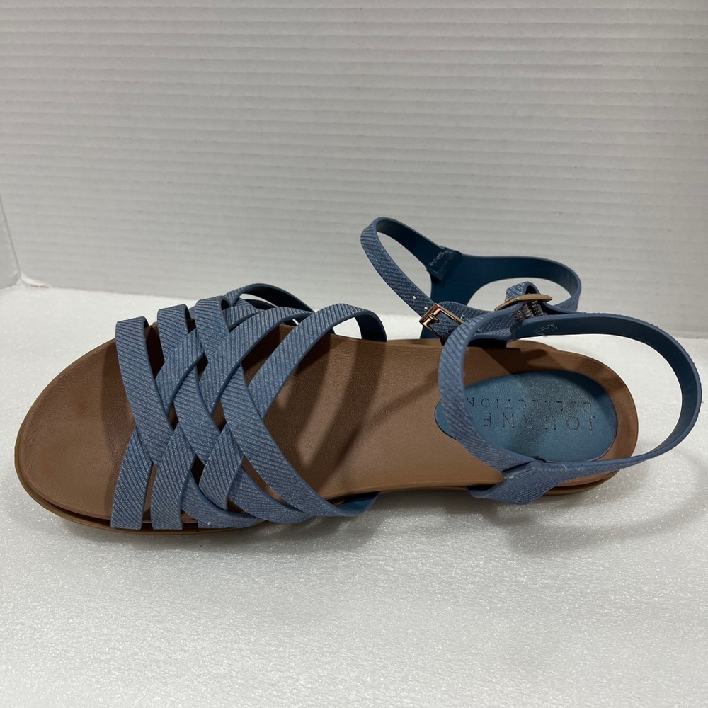Journee Collection Womens Kimmie Ankle Strap Flat Sandals. Size: 8.5 Color:Denim - Picture 6 of 7